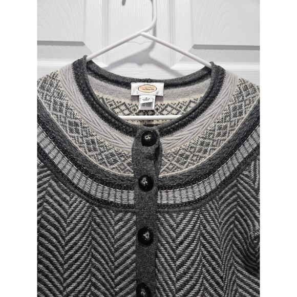 Vintage Talbots Fair Isle Cardigan Sweater Gray Size S Lambs Wool Angora Rabbit - Picture 4 of 9